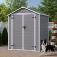 thumbnail image 6 of Asofer Outdoor Storage Shed with Floor, 6' x 4' Resin Storage Shed, Plastic Garden Shed, All-Weather Colorfast, Gray, 6 of 10