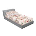 thumbnail image 2 of Ambesonne Floral Fitted Sheet & Pillow Sham Set, Spring Watercolor Style, Twinxl, White Green and Pink, 2 of 2