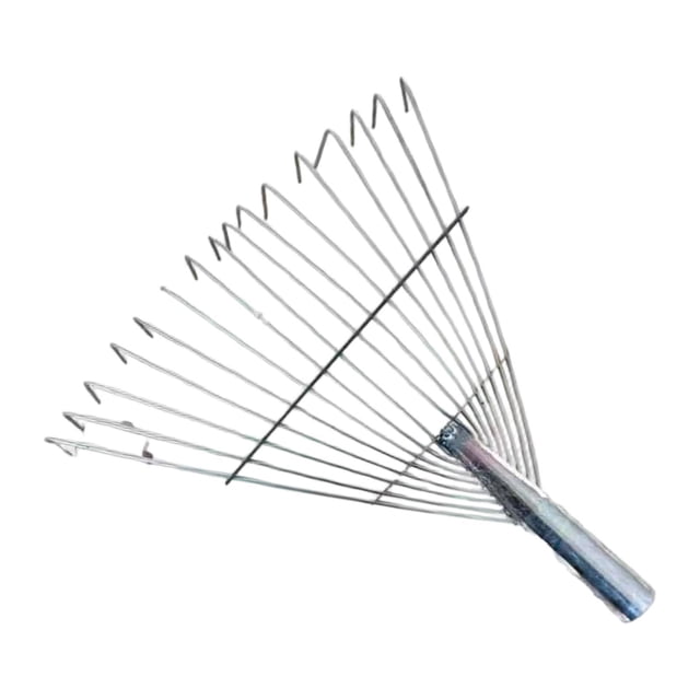 Rastrillo de mano para jardín, rastrillo de hojas para paisajismo, de acero, ajustable para arbustos agrícolas 16 dientes 42x45cm