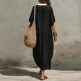 thumbnail image 6 of YuXingFu Plus Size Dresses for Curvy Women Maxi V-Neck Plus Size Womens Dress Elbow-Length Solid Color Slim Fit Long Casual Summer Black L, 6 of 8