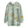 thumbnail image 4 of Psesaysky Girls Sweatshirt Long Sleeve Hoodie Dress Pullover Sweater Oversized Cartoon Puppy Grass Print Clothes Kids Outfits Tops with Pocket for 7-8 Years, 4 of 7