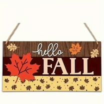 Hello Fall Door Sign Home Decor Thanksgiving Wooden Hanging Decoration Rustic Front Door Hanger Wall Wreath for Autumn Indoor Outdoor Garden Porch Holiday Harvest Party Fall Decorations for Home