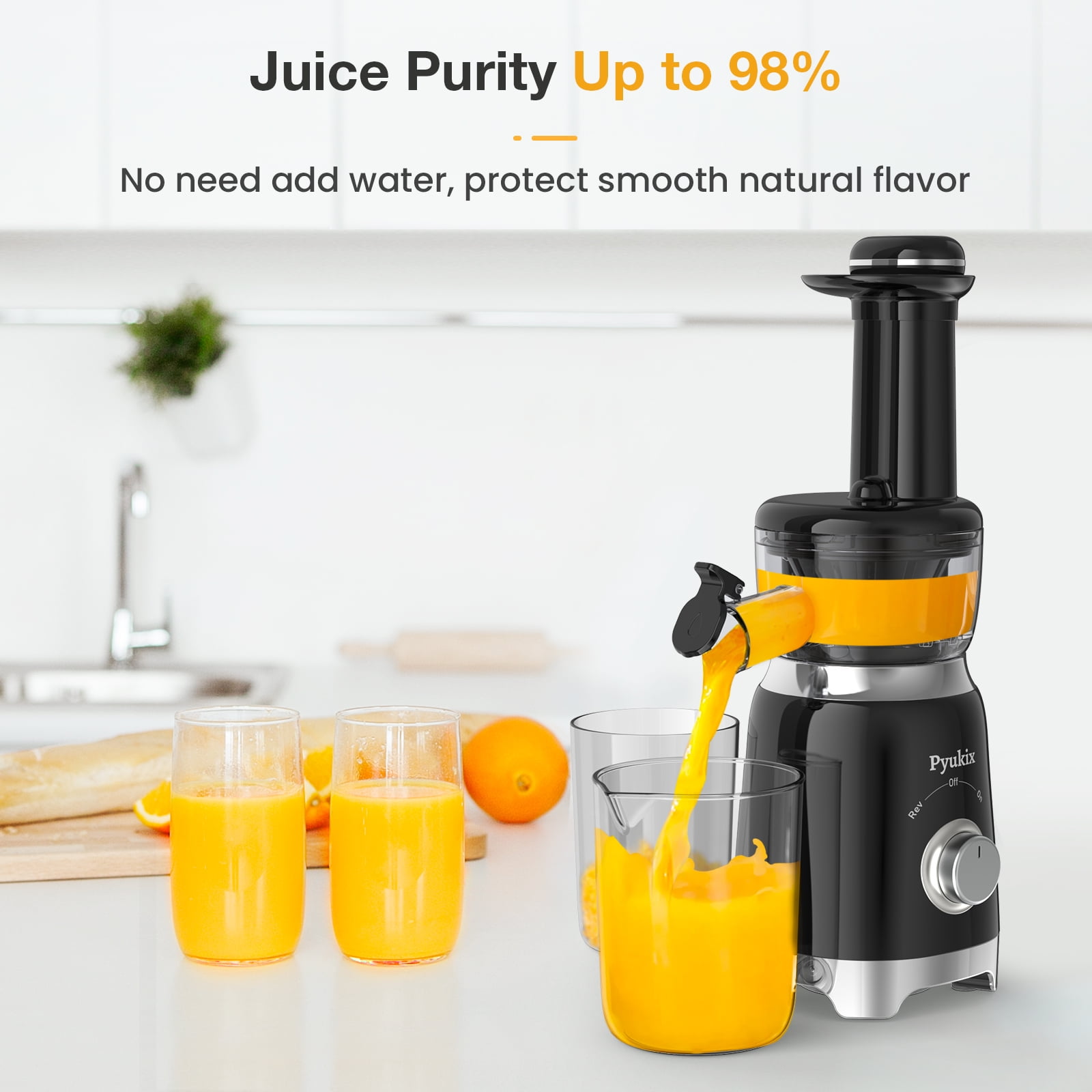 Pyukix Masticating Juicer for Fruits and Vegetables, Powerful Small Juicer Extractor Machine Compact
