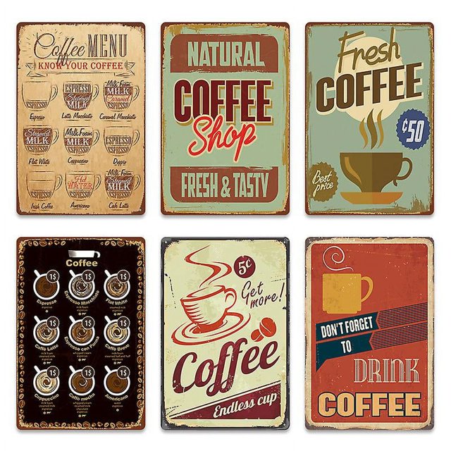 Carteles de hojalata Vintage para café, placas de placa de Metal Retro frescas y sabrosas, decoración de pared para cafetería, decoración de casa y habitación
