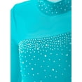 thumbnail image 5 of inlzdz Gymnastics Leotards for Girls Sheer Mesh One-Piece Bodycon Jumpsuit Workout Unitard Biketard Lake Blue 14, 5 of 7