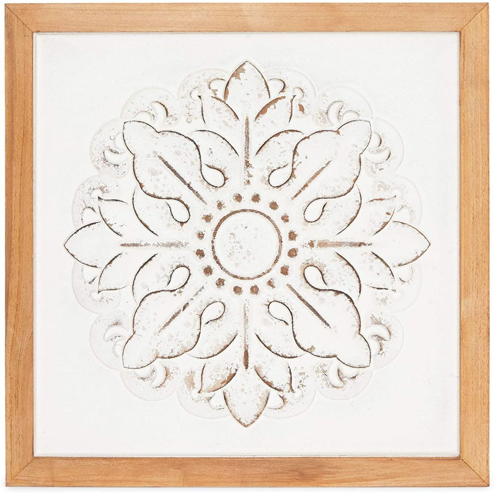 Juvale Wood Framed Melamine Tile Hanging Art Wall Decor White 16'x16'