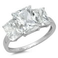 thumbnail image 4 of 4 ct Emerald Cut Genuine Cultured Diamond VS1-VS2 I-J 18K White Gold Three-Stone Promise Wedding Statement Engagement Designer Ring size 11, 4 of 6