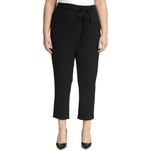 Calvin Klein Womens Plus Belted Stretch Pants