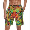 thumbnail image 1 of Tiger Stripes Gym Shorts Summer Two T Print Stylish Beach Shorts Man Running Surf Quick Dry Pattern Swimming Trunks, 1 of 5