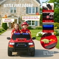 thumbnail image 4 of 24V Kids Ride on Fire Truck, Licensed RAM 1500 2 Seater Ride on Car with Remote Control, Bluetooth, LED Lights, Trunk Storage, 4 Wheel Suspension, Ride on Toys for Big Kids Boys Girls Ages 3-8, Red, 4 of 11