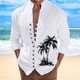thumbnail image 3 of Camisas Hombre Manga Corta Camisa de manga larga con estampado 3D digital y cuello con botones sueltos para ocio en la playa para hombre (White, M), 3 of 4