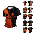 thumbnail image 2 of IAJDKMEK Halloween Men's Polo Short Sleeve Shirt - Comfortable Button-Down Knit Shirt, Lightweight Summer Shirt for Party, Daily Summer, Golf Shirt & Costume,Dark Gray L, 2 of 7