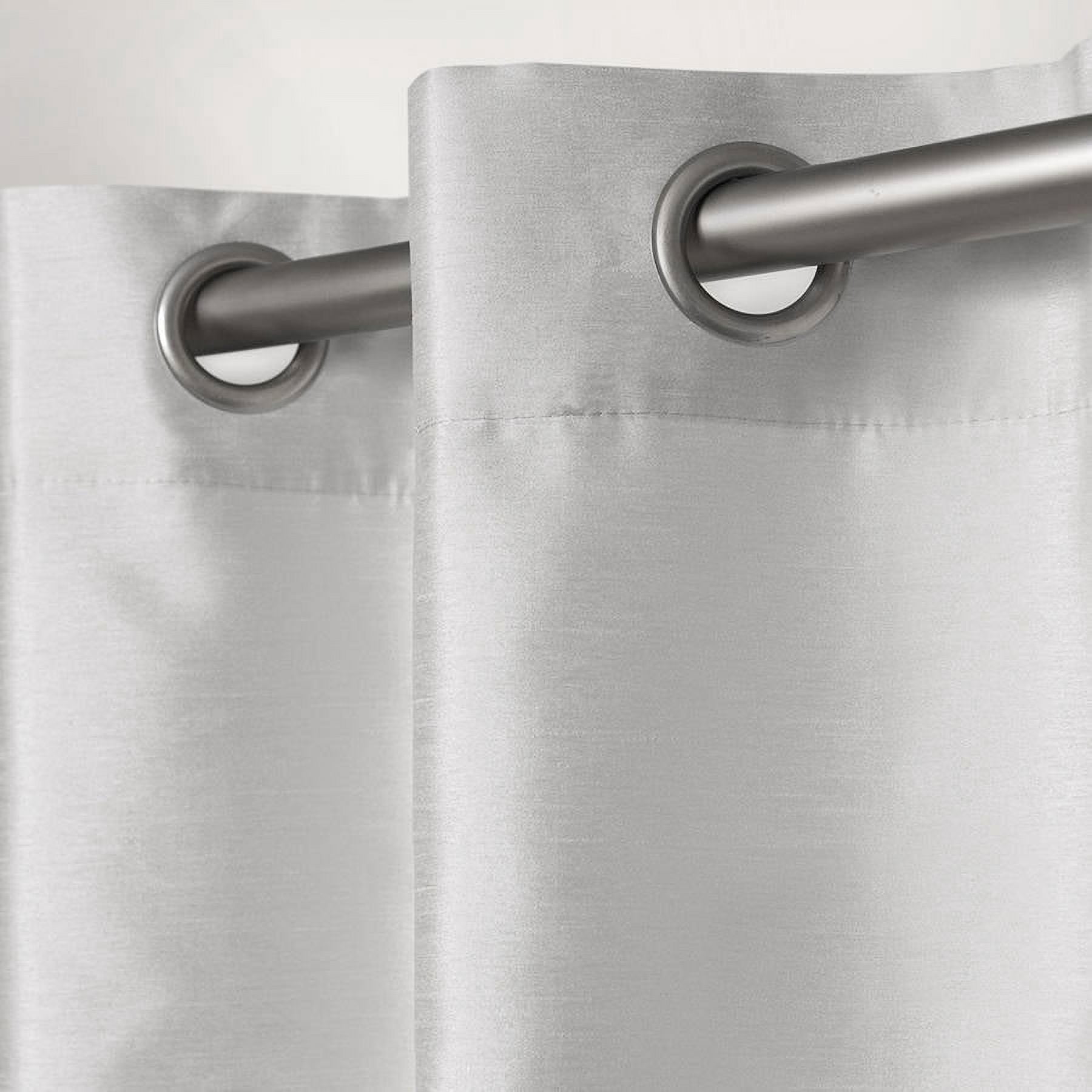 Exclusive Home Chateau Striped Faux Silk Grommet Top Curtain Panel Pair, 54"x108", Black Pearl