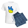 thumbnail image 5 of CafePress - Ukrainian Flag Peace Sign Ukraine Native H Pajamas - Women's Short Sleeve Print T-Shirt and Pants Light Cotton Pajama Set, 5 of 7