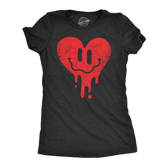 Womens Dripping Heart Face T Shirt Funny Valentines Day Melting Hearts Joke Tee for Ladies Womens Graphic Tees