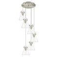 thumbnail image 3 of Innovations Lighting  Newton Cone - 6 Light 8" Cord Hung Multi Pendant - 14" Canopy Clear/Brushed Satin Nickel, 3 of 5