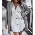thumbnail image 4 of NAYTOAO Women Stand Collar Mid Length Open Coat with Zipper Pockets, 4 of 6