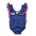 thumbnail image 2 of Styles I Love Little Kid Girls Ruffle Pom Pom Tassel One-Piece Swimsuit Bathing Suit Beach Pool Party Swimwear (Navy Blue, 120/4-5 Years), 2 of 7