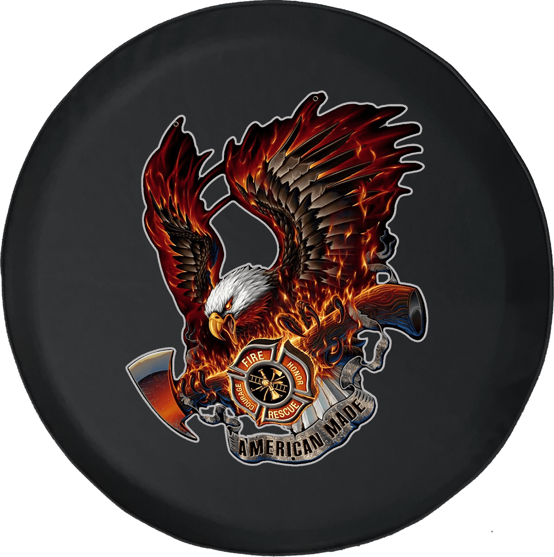 Anerican Bald Eagle Fire Rescue Adventure Offroad 4x4 Spare Tire Cover
