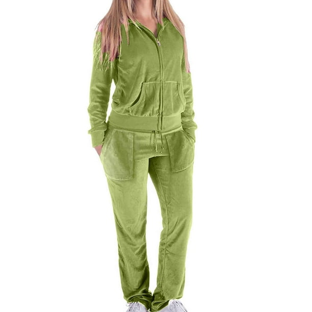 Velour Tracksuit Womens 2 Pieces Loungewear Joggers Outfits