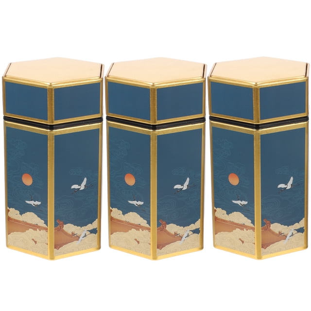 MasteelfCA 3Pcs Chinese Style Retro Tea Can Jar Loose Tea Coffee Candy Storage Box Home Kitchen Container