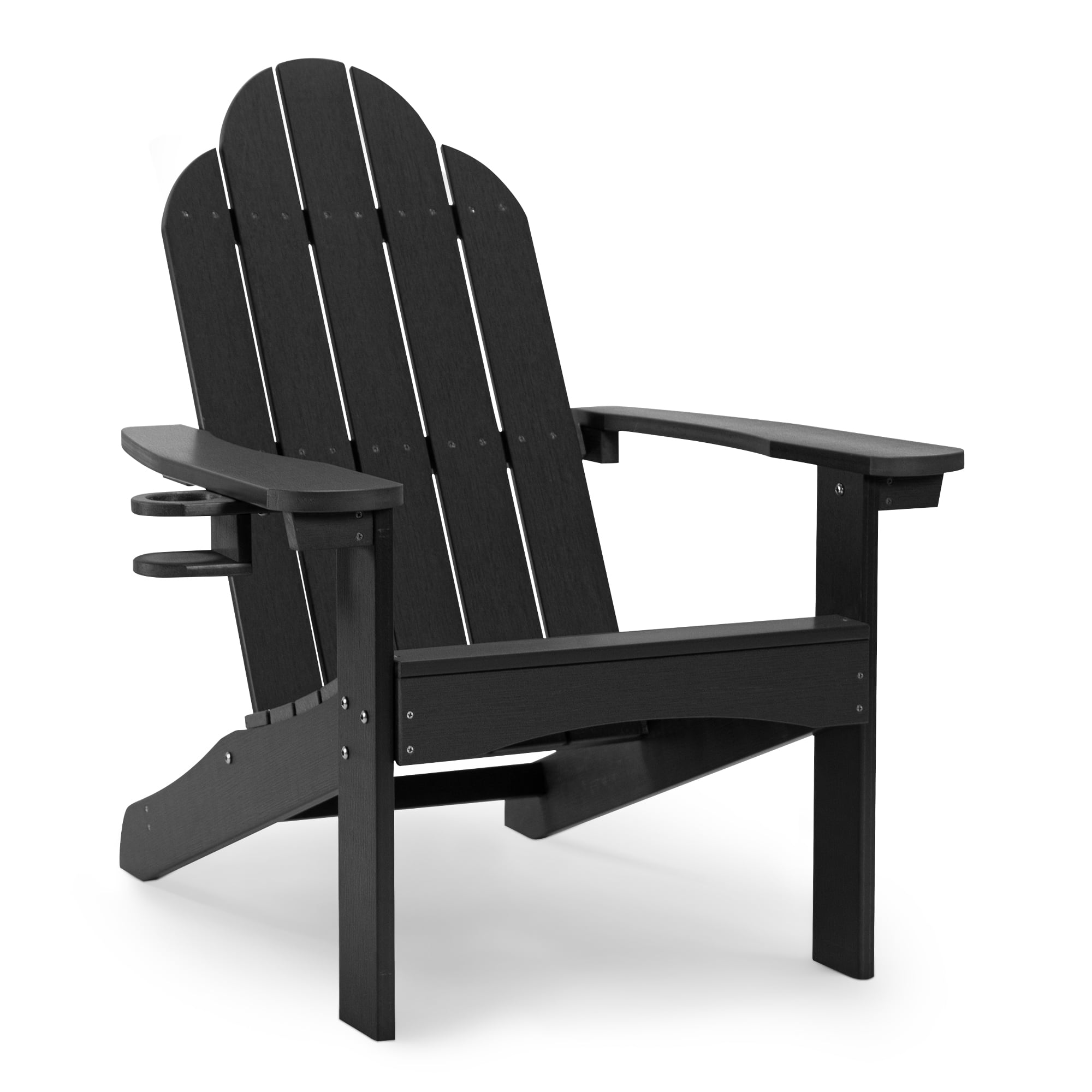 Dycanpo Adirondack Chairs with Cup Holder, 300lbs Weather Resistant, Black