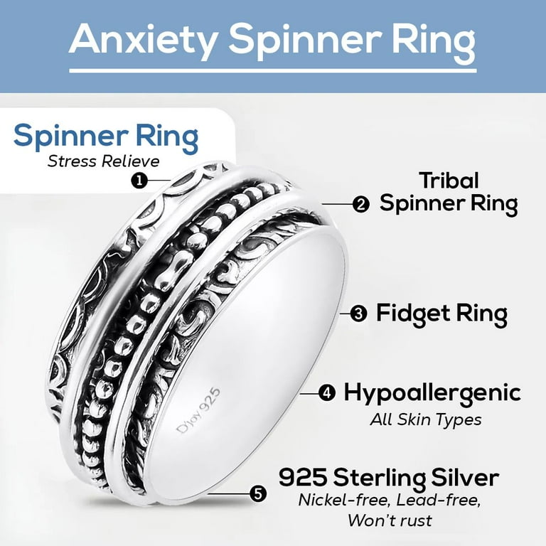 Shop LC Anxiety Ring for Women 925 Sterling Silver Spinning