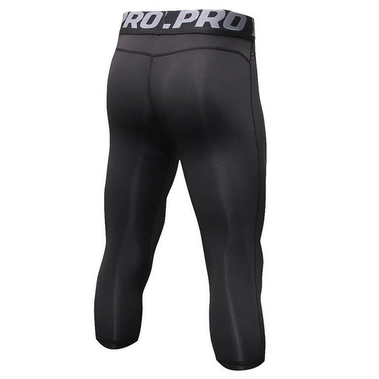 Men Compression Shorts Gym 3/4 Pant Base Layers Running Sport Tights  Leggings