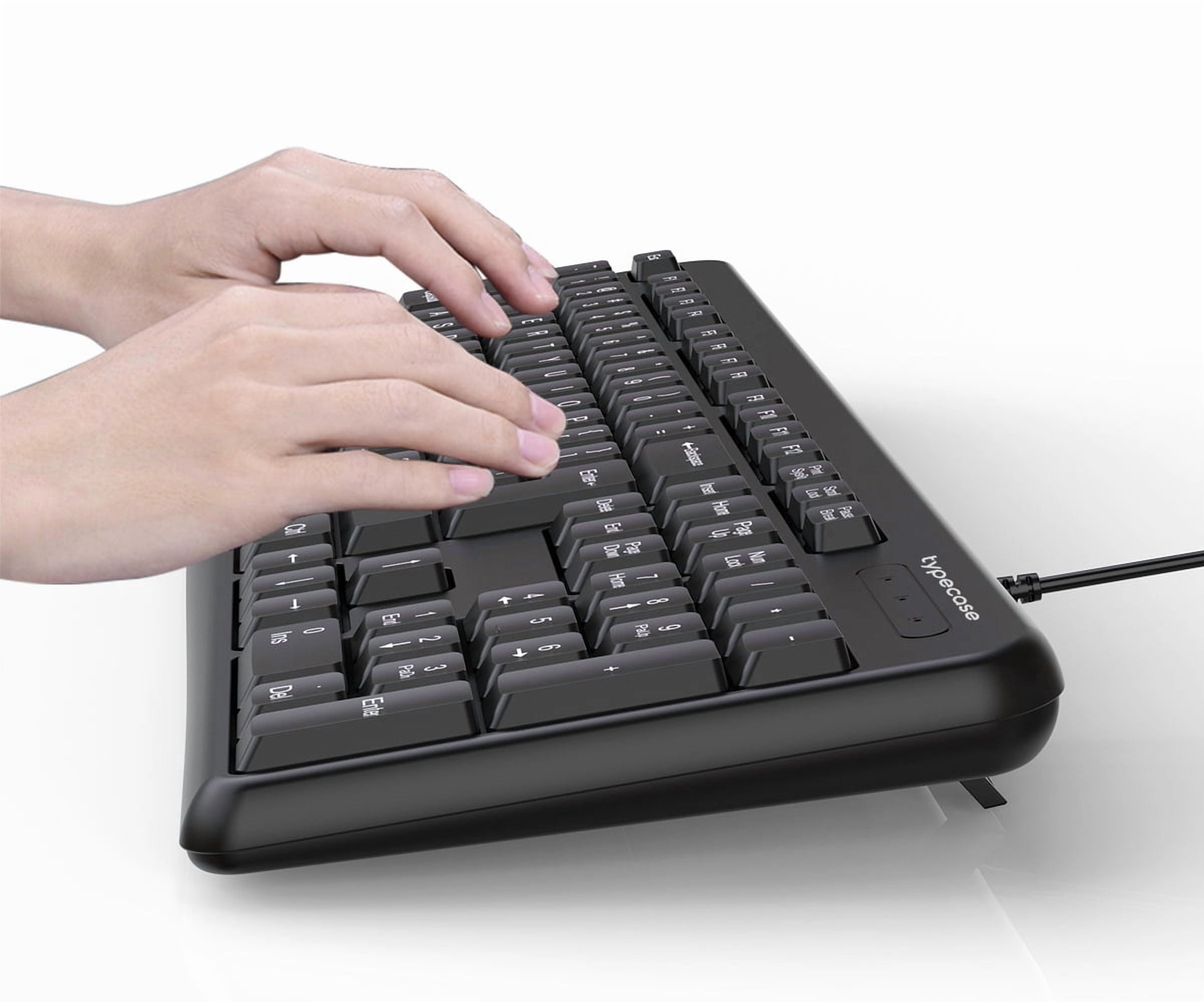 typecase Wired USB computer keyboard, suitable for both business and home use, universal quiet computer keyboard.black