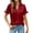 #0051-Red, variant on Karight Womens Satin V Neck Short Sleeve Blouse with Rolled Cuffs Casual Dressy Top for Date Night Office Wear