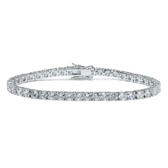 10 TCW Round Cubic Zirconia Silvertone Tennis Bracelet 7-inch
