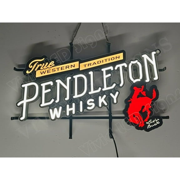 Queen Sense 24"x16" Custom The Western Tradition Pendletons Whisky LED Sign Light Neon Signs With Dimmer Party Home Wall Decor Lights W124TWTPW-XLED