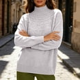 thumbnail image 5 of Womens Cozy Knit Sweater Solid Color Seamless Winter Semi-high Neck Knitted Pullover Long-sleeved Sweater Base Layer, 5 of 7
