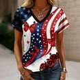 thumbnail image 2 of MEICHEN Women's V Neck Butterfly & Rose Print T Shirt Patriotic Glitter Graphic Casual Top, 2 of 4