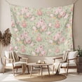 thumbnail image 2 of Pink Flowers Tapestry for Bedroom Wall Hanging Tapestry, Green Country Botanical Floral Leaves Ceiling Backdrop Tapestries Poster Blanket Wall Decor for Teens Room Living Room Dorm 39" x 59", 2 of 8