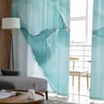 thumbnail image 4 of Teal Blue Marble Semi Sheer Curtains 84 Inch Length 2 Panels Set, Marble Crack Lines Modern Art Sheer Kitchen Curtain Privacy Voile Window Curtain for Living Room Bedroom Rod Pocket Drapes, 4 of 7