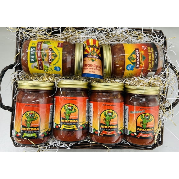 Arizona Spice Company Salsa Gift Basket Dips & Sauces Mild to Hot Salsas 5 Count