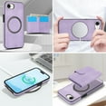 thumbnail image 3 of Dteck Magnetic Detachable Wallet Case for iPhone 16e,Luxury Leather 2 in 1 Case Compatible with Mag Safe Card Slot Pocket Stand Shockproof Cover for iPhone 16e,Purple, 3 of 5