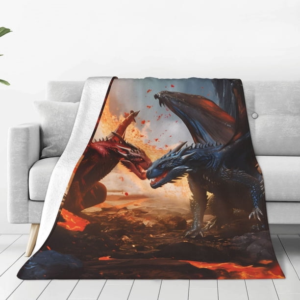 Balery Lava Dragon Manta de Felpa Suave y Acogedora – Cobija de Franela Aterciopelada para Cama, Lavable y Cálida para Sofá, Mascotas, Transpirable-50"x40"