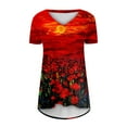 thumbnail image 4 of Womens Plus Size Tops,Womens Blouses,Women's Fashion Casual V-Neck Flower Loose Painting Painting Short Sleeve T-Shirt Top Blouse Shirt, 4 of 5