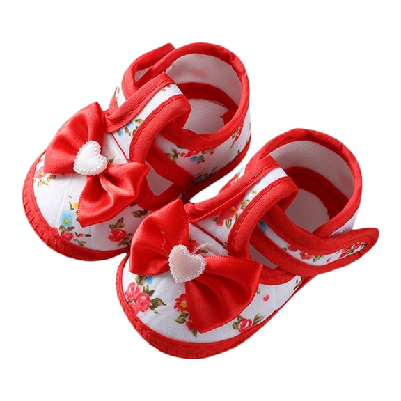 RUINIXCW Newborn Baby Girl Shoes 0 4 9 12 Months Infant Shoes Baby Walking Shoes Baby Dress Shoes with Bownot Flower Print Non-Slip Soft Sole Crib Shoes