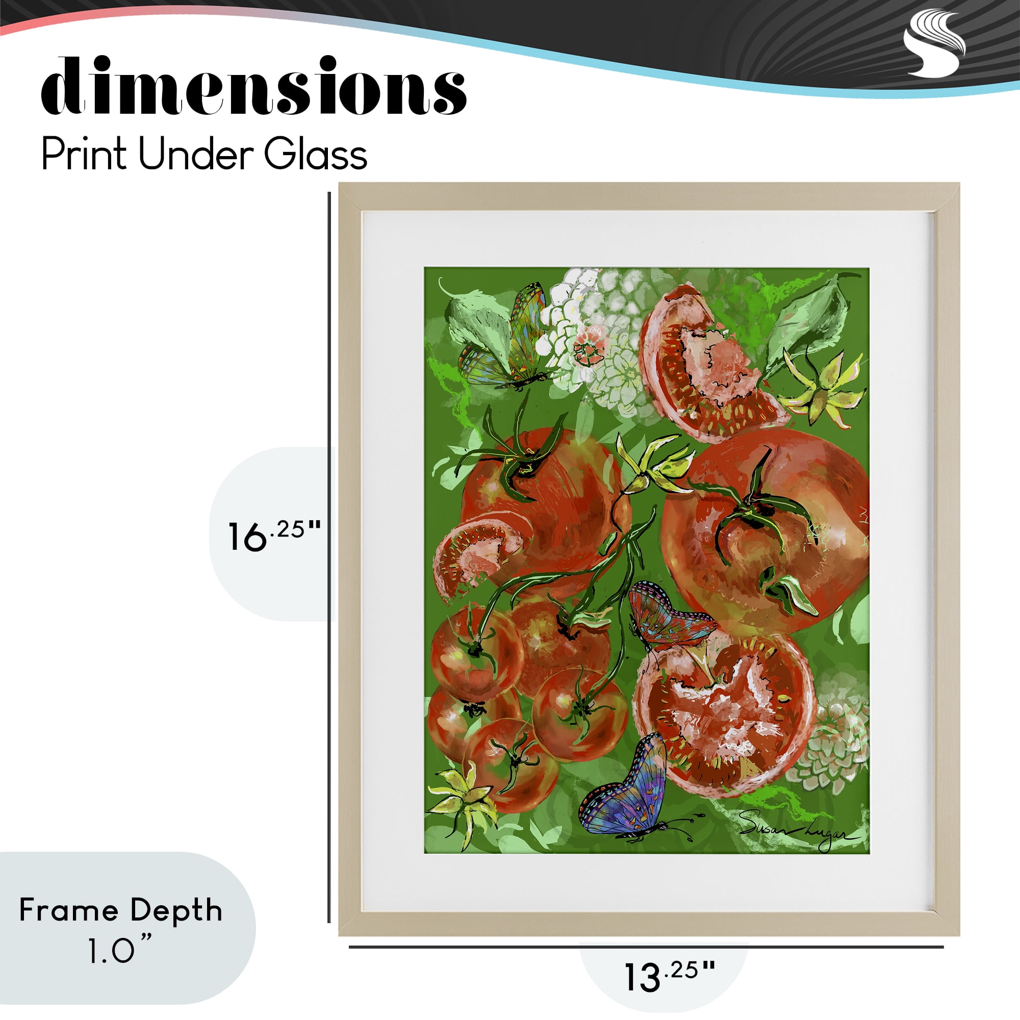 Stupell Industries Tomatoes Swirl Collage Birch Framed Print Under Glass, design by Susan Lugar