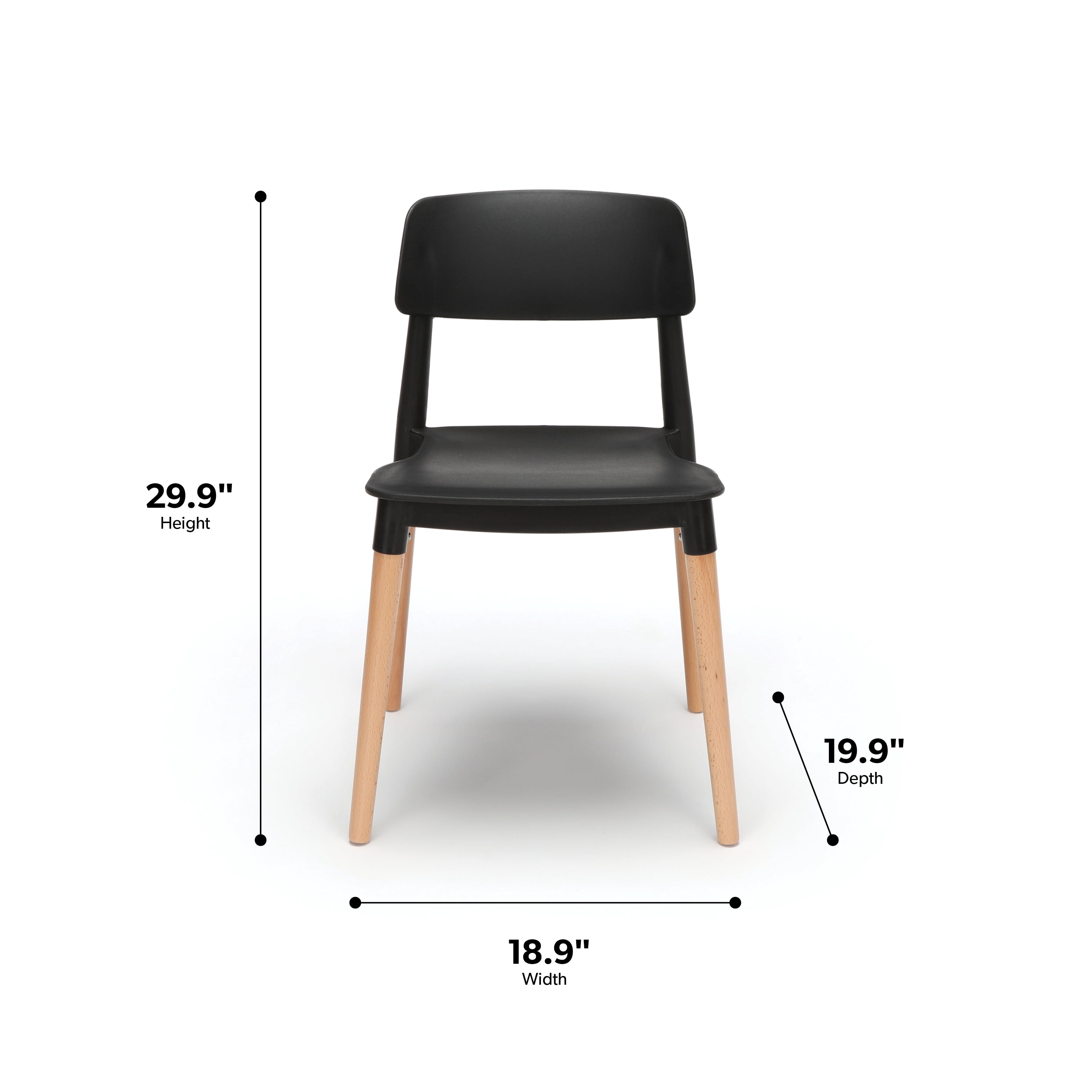 OFM Dining Chair, Set of 4, Black