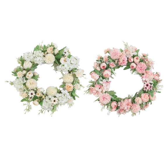 2PC Artificial Peony Wreath 16in Spring Garland Door Farmhouse Garden Decor