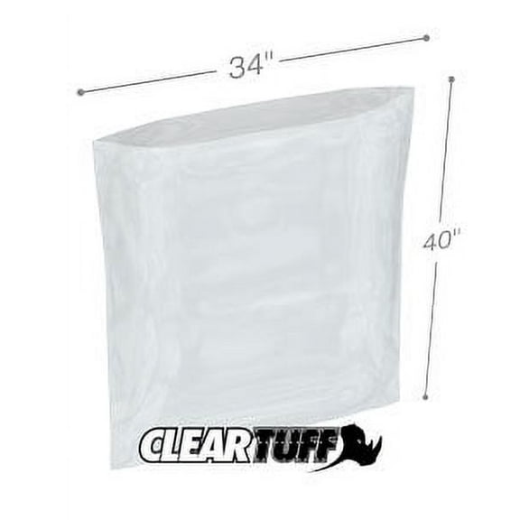 ClearTuff - 34" x 40" 2 Mil Flat Poly Bags - 100/Case