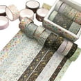 thumbnail image 4 of Flmtop 10 Rolls Washi Tape Set Black Gold Foil Floral Decorative Masking Paper Sticker for Craft Scrapbook Journal DIY Gift Wrapping, 4 of 7