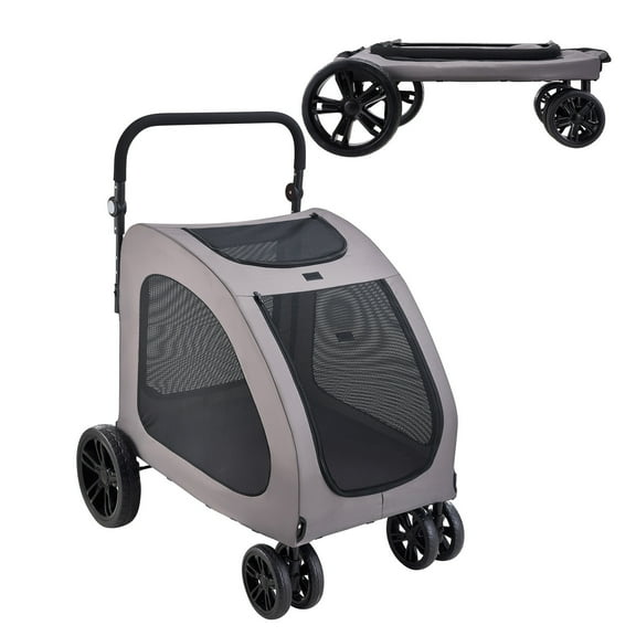 KFFKFF Pet Stroller, Portable 4-Wheels Dog Stroller Carrier 160lbs