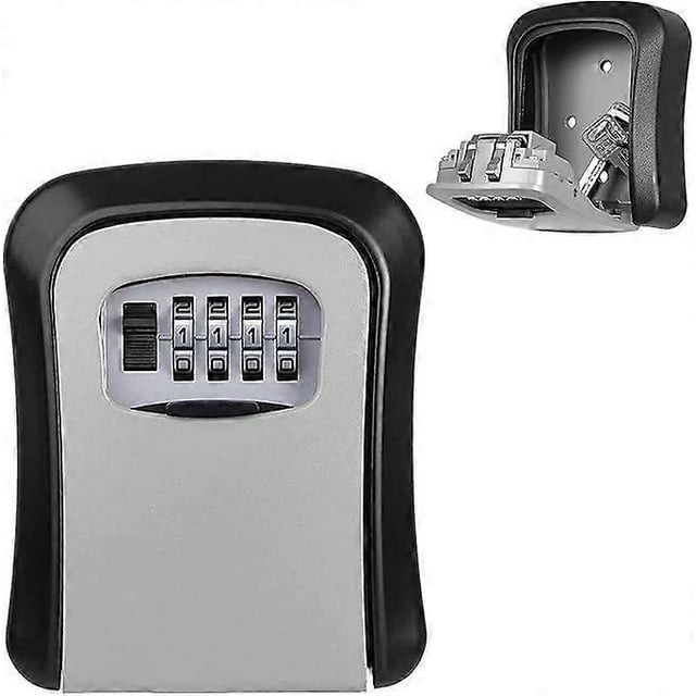Wall mounted key safe, outdoor key lock box, key box with 4 digit combination, waterproof security lock box, outdoor key safe for home, garage, school