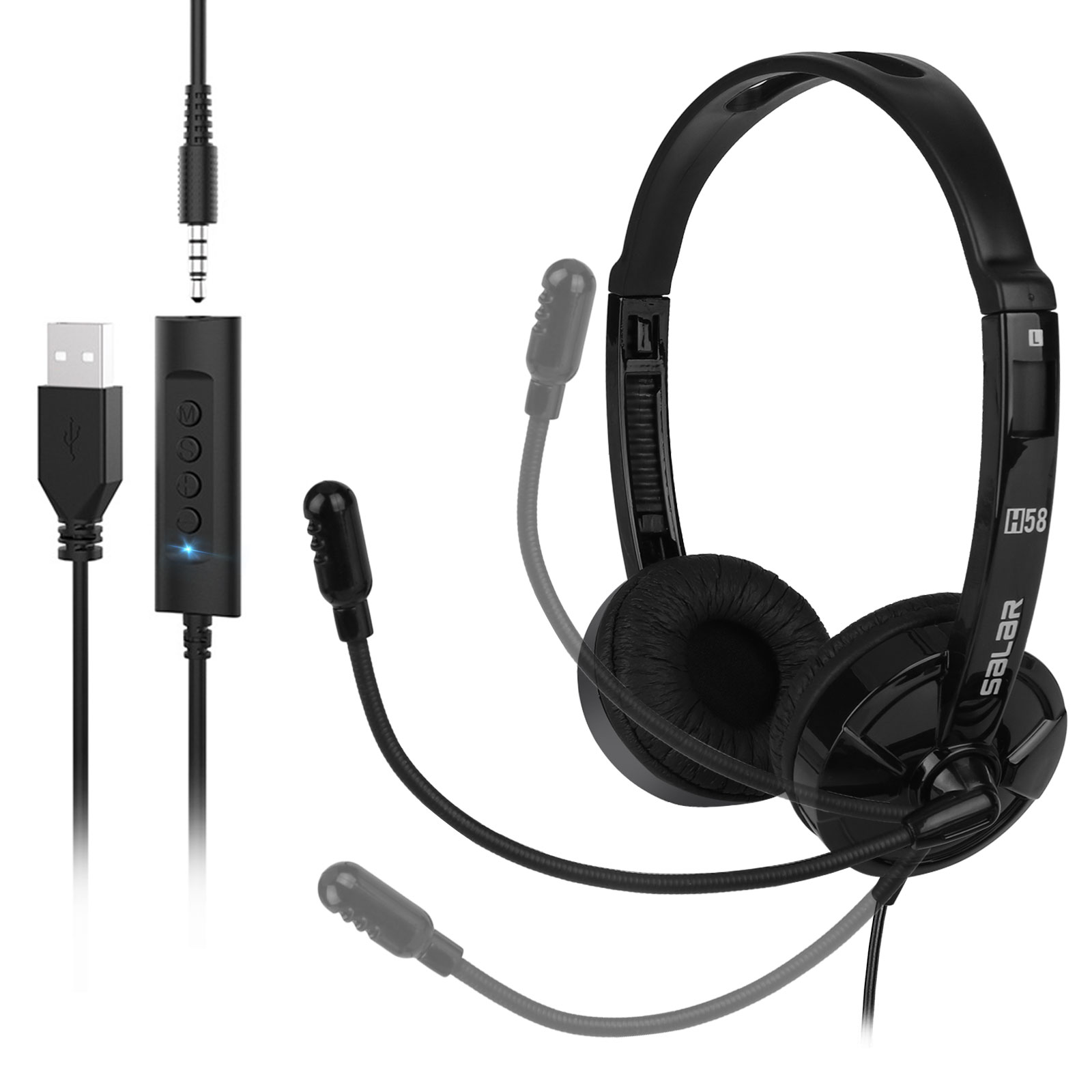 call center headset with phone jack