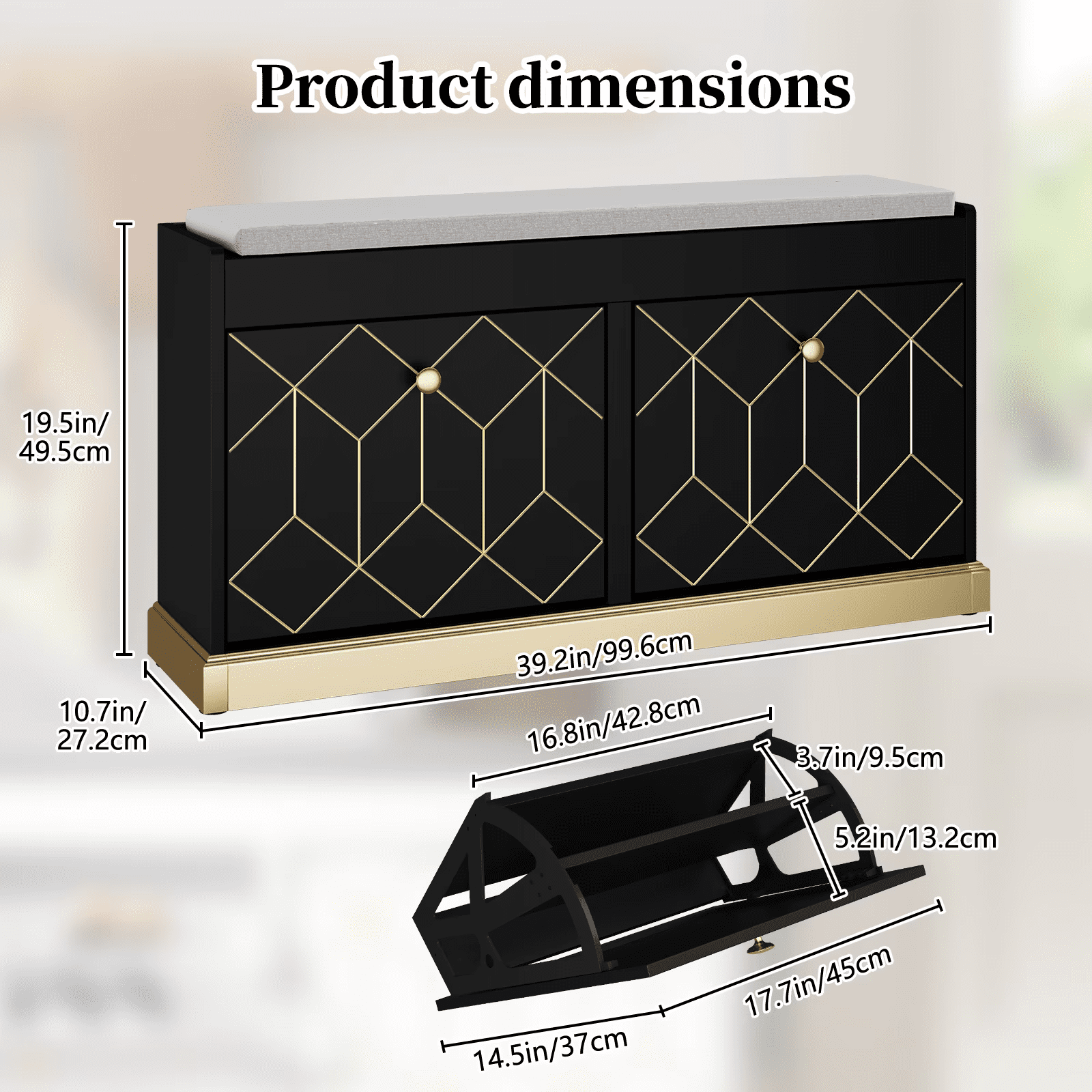 Modern Shoe Bench with Storage, Entryway Bench with 2 Flip Drawers & Padded Cushion Seat, Upholstered Shoe Rack Organizer for Hallway, Closet, Living Room